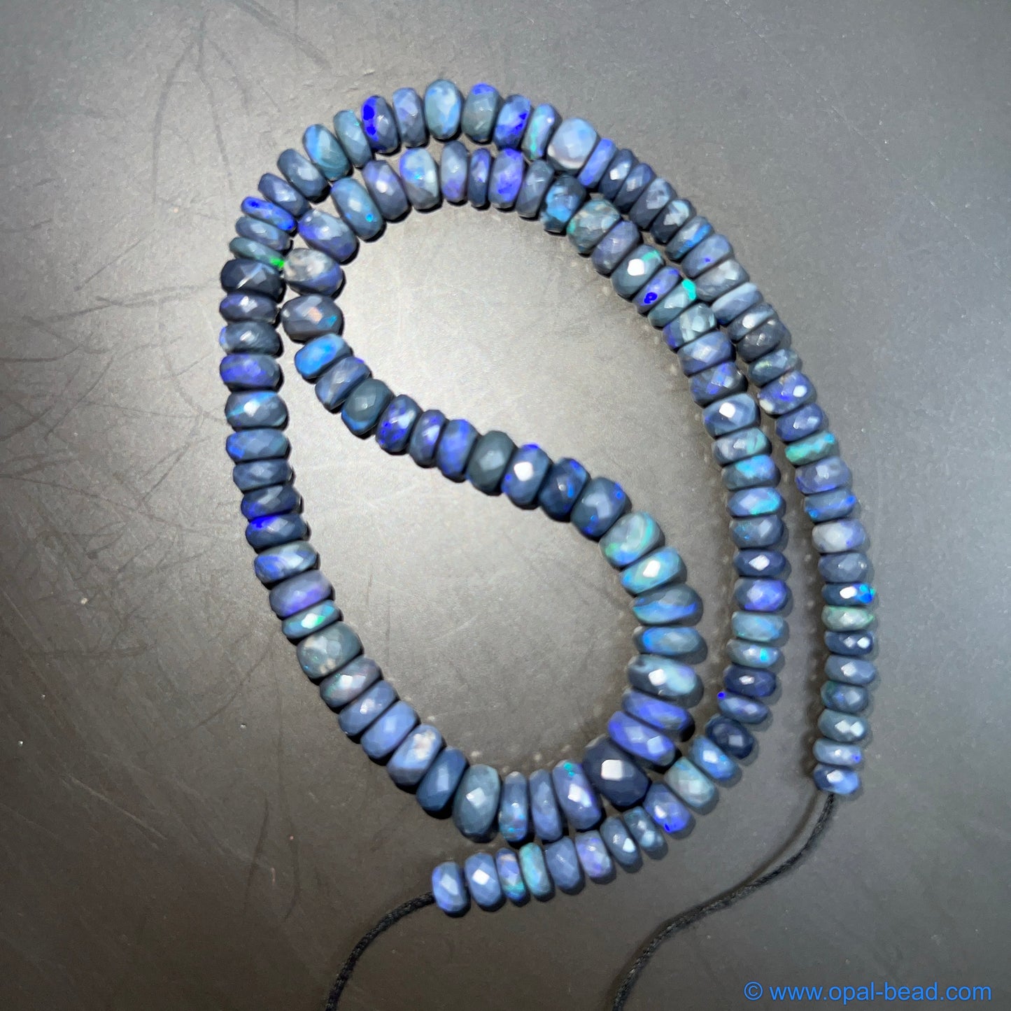 Australian Black Opal Faced Bead Necklace 110 ct 0032