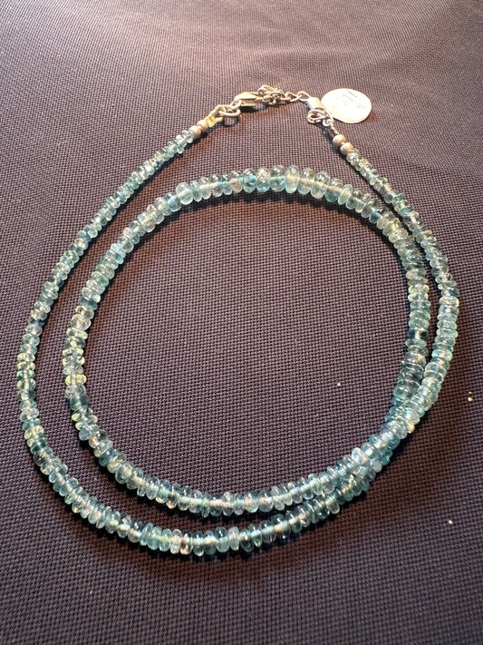 Blue Tourmaline Bead Necklace - 4mm Beads, 20 Inches 52ct 005