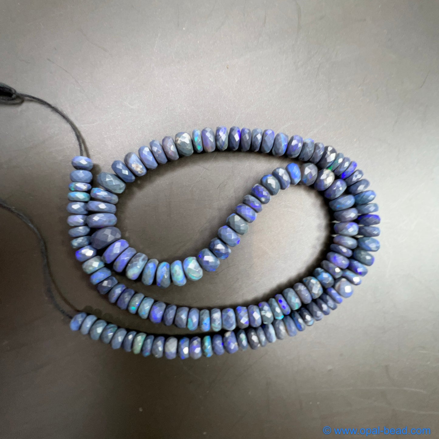 Australian Black Opal Faced Bead Necklace 110 ct 0032