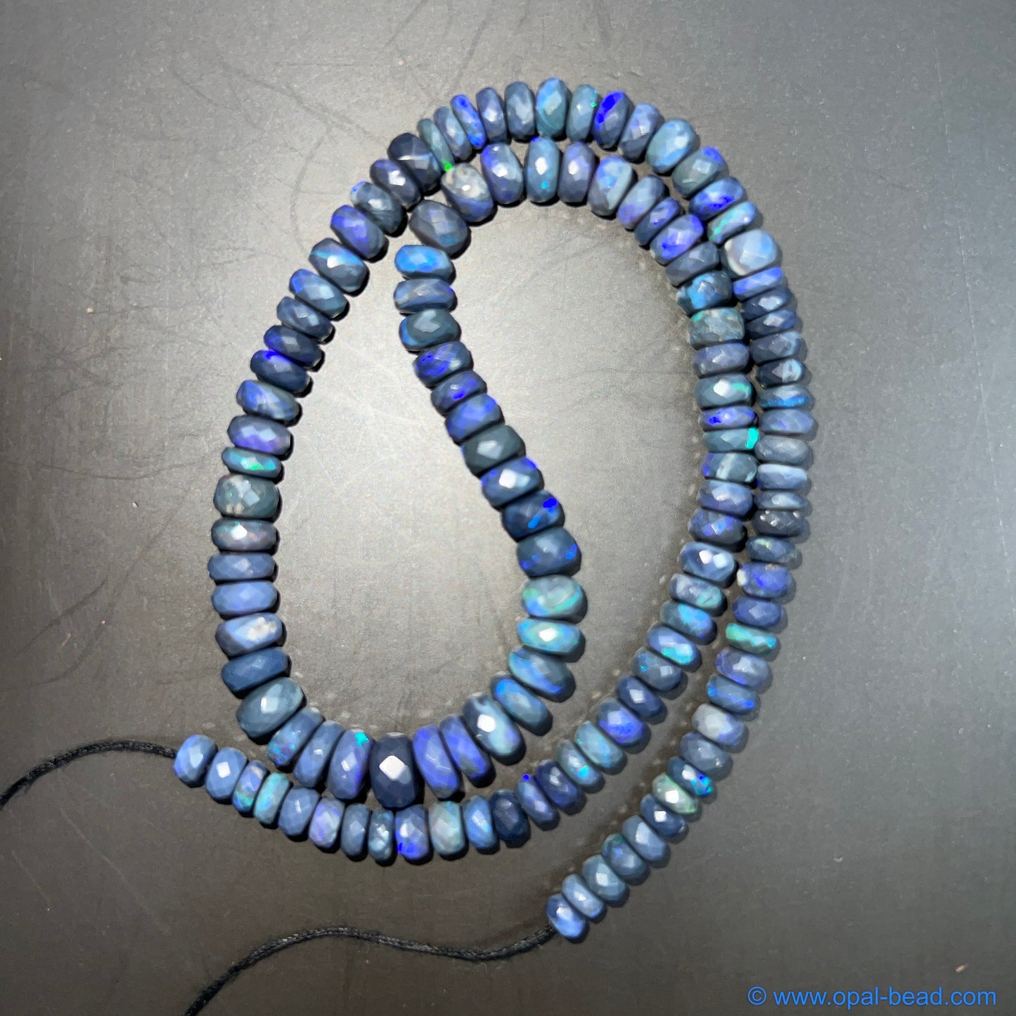 Australian Black Opal Faced Bead Necklace 110 ct 0032