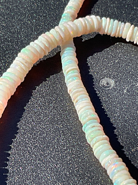 Australian White;Opal Rondelle Bead Necklace 0058