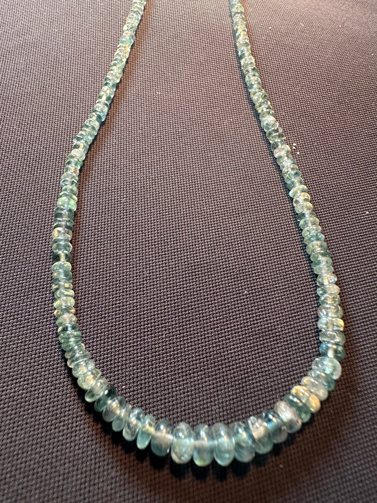 Blue Tourmaline Bead Necklace - 4mm Beads, 20 Inches 52ct 005