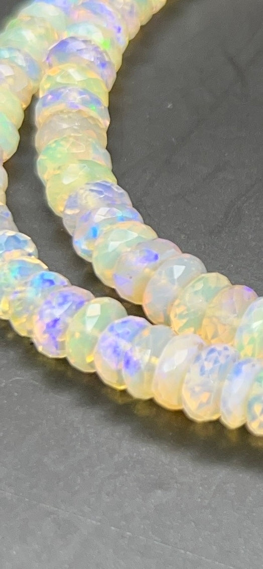 Australian Black Opal Crystal Faceted Bead Necklace 120 ct 0040