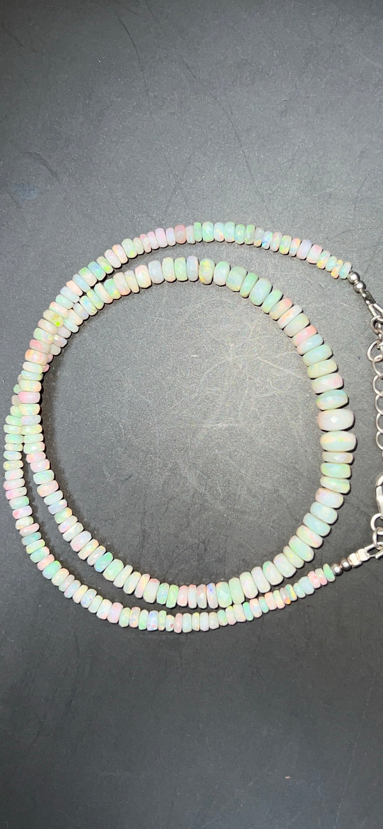 Australian White;Opal Faced Bead Necklace 0034