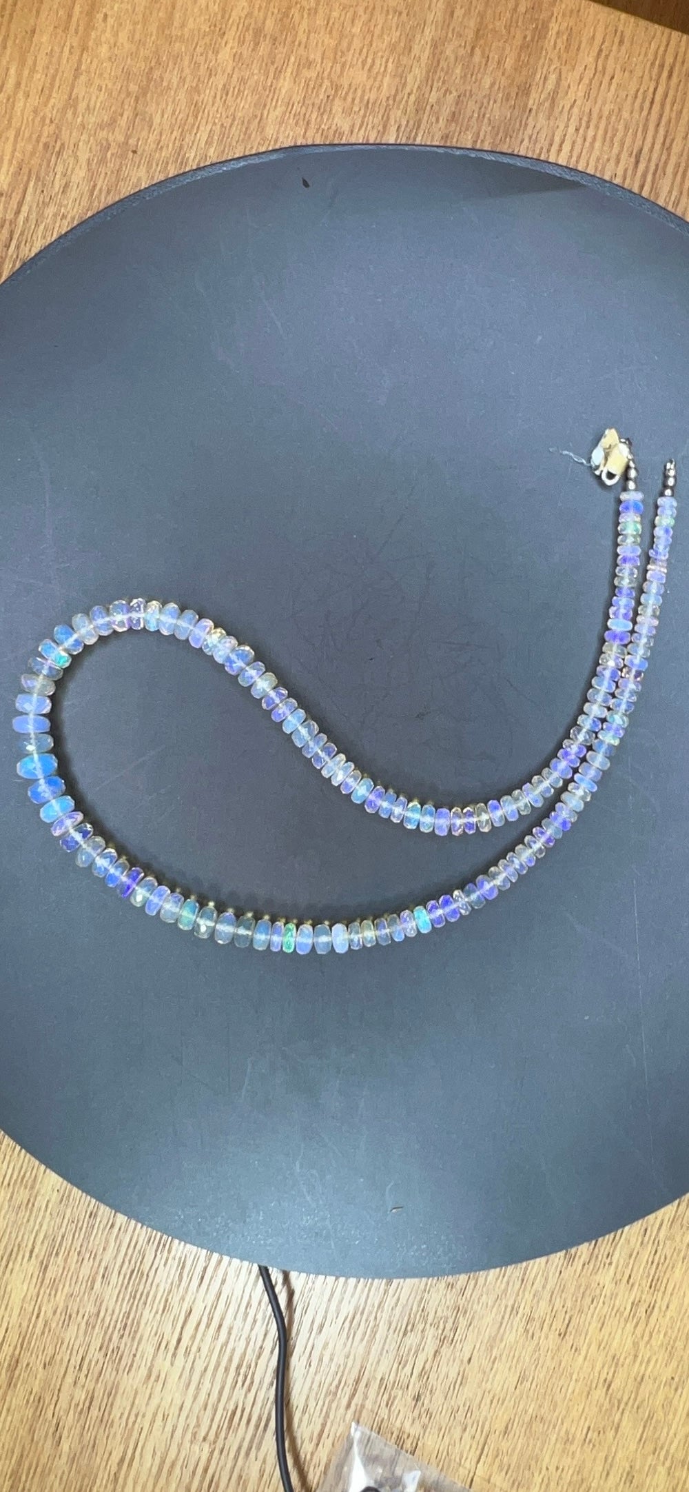 Australian Black Opal Crystal Faceted Bead Necklace 116 ct 0039