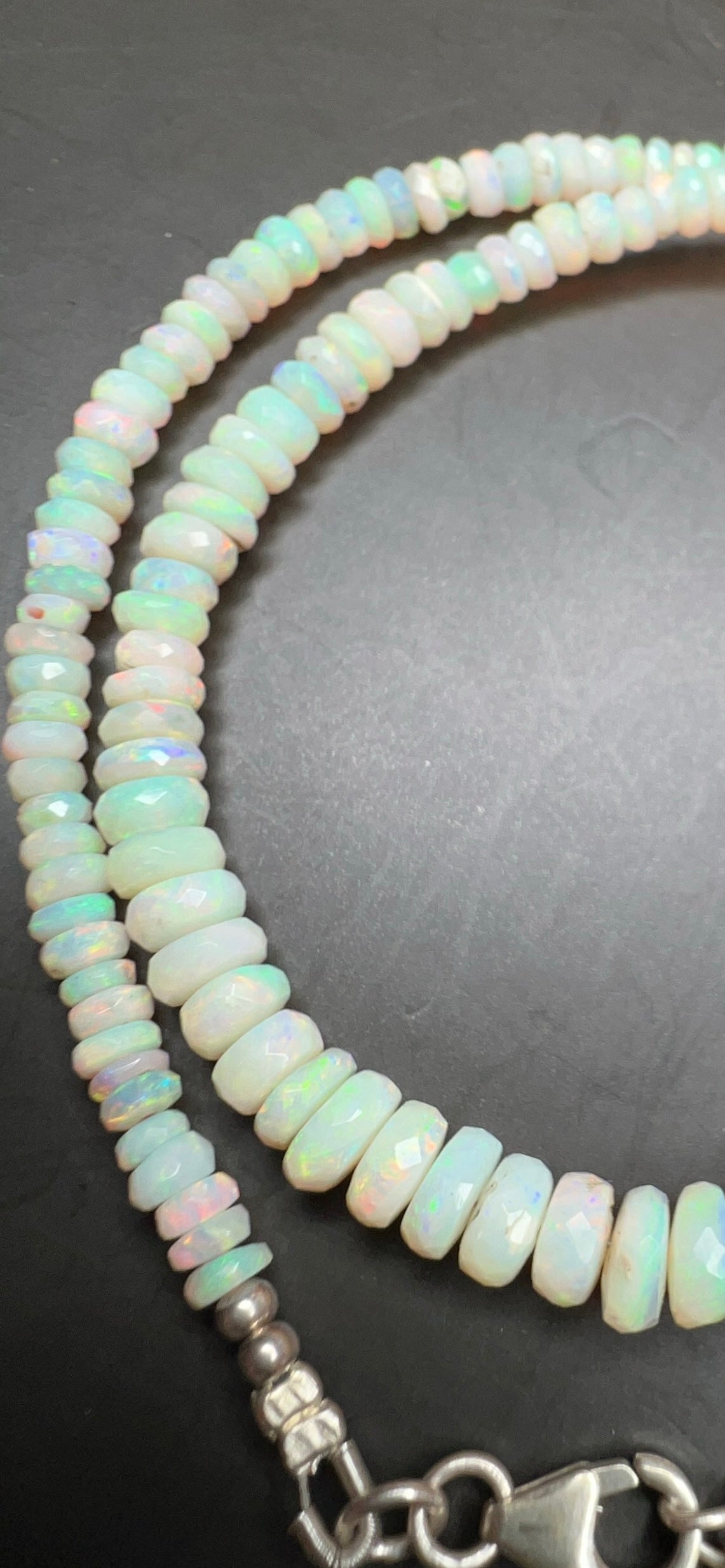 Australian White;Opal Faced Bead Necklace 0034