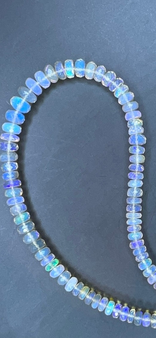 Australian Black Opal Crystal Faceted Bead Necklace 116 ct 0039