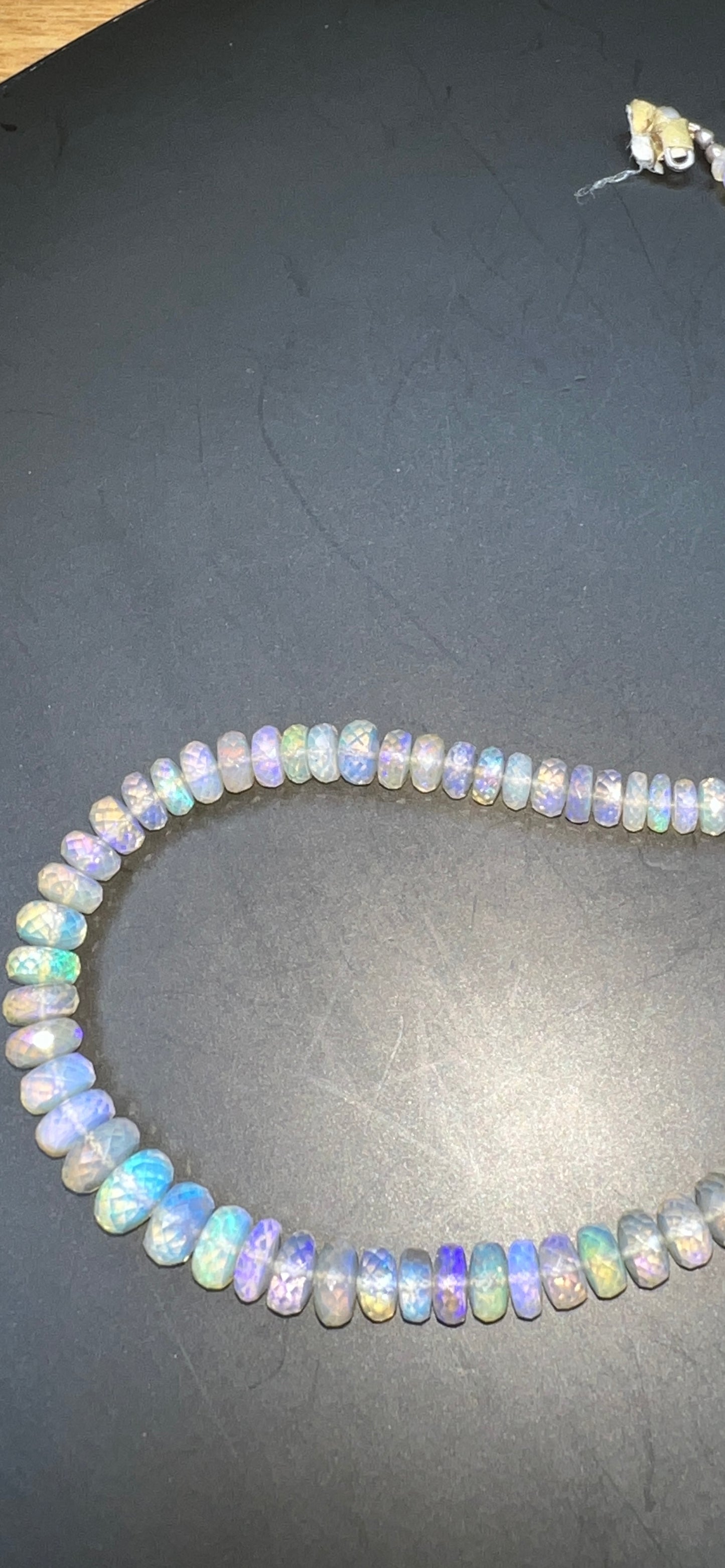 Australian Black Opal Crystal Faceted Bead Necklace 116 ct 0039