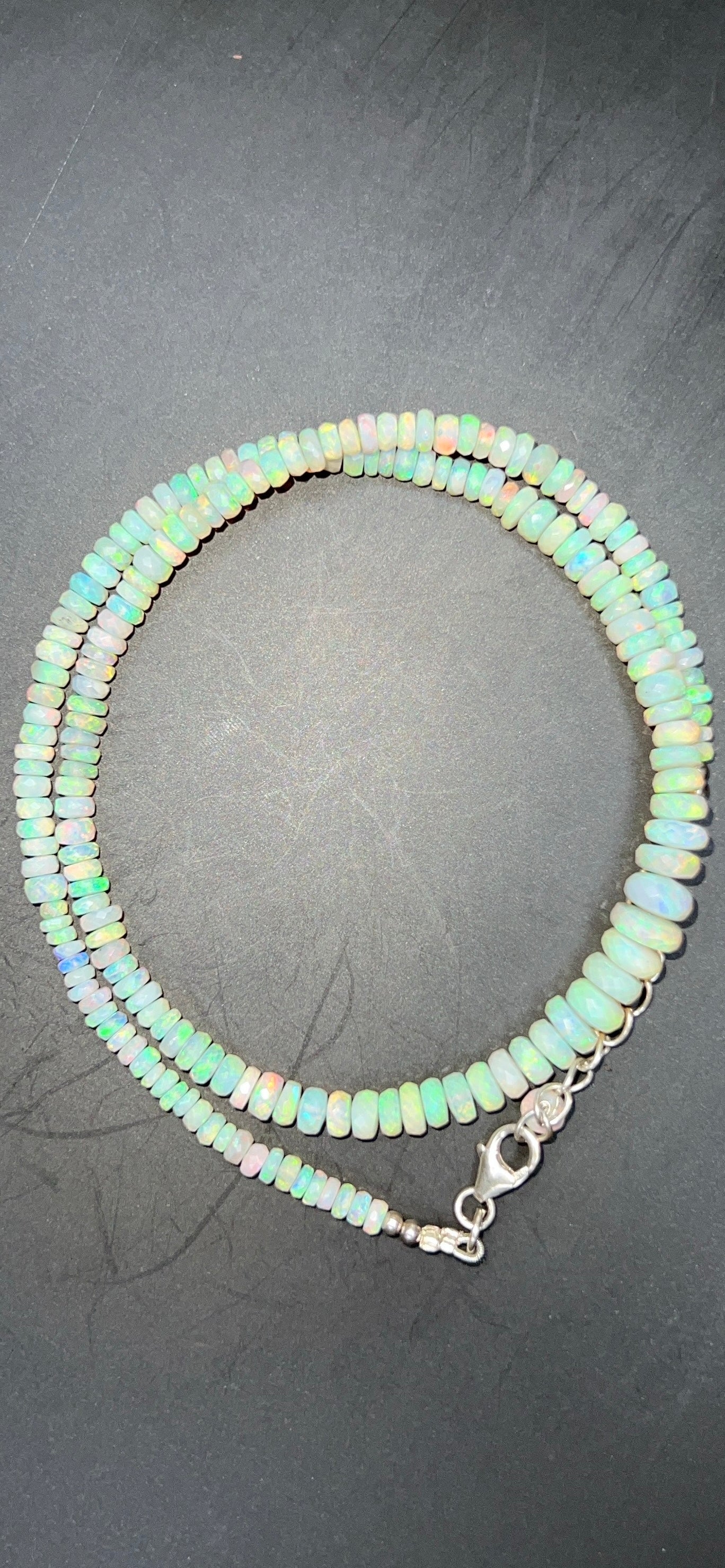 Australian White  Opal Faced  Bead Necklace 0.77 ct 0035