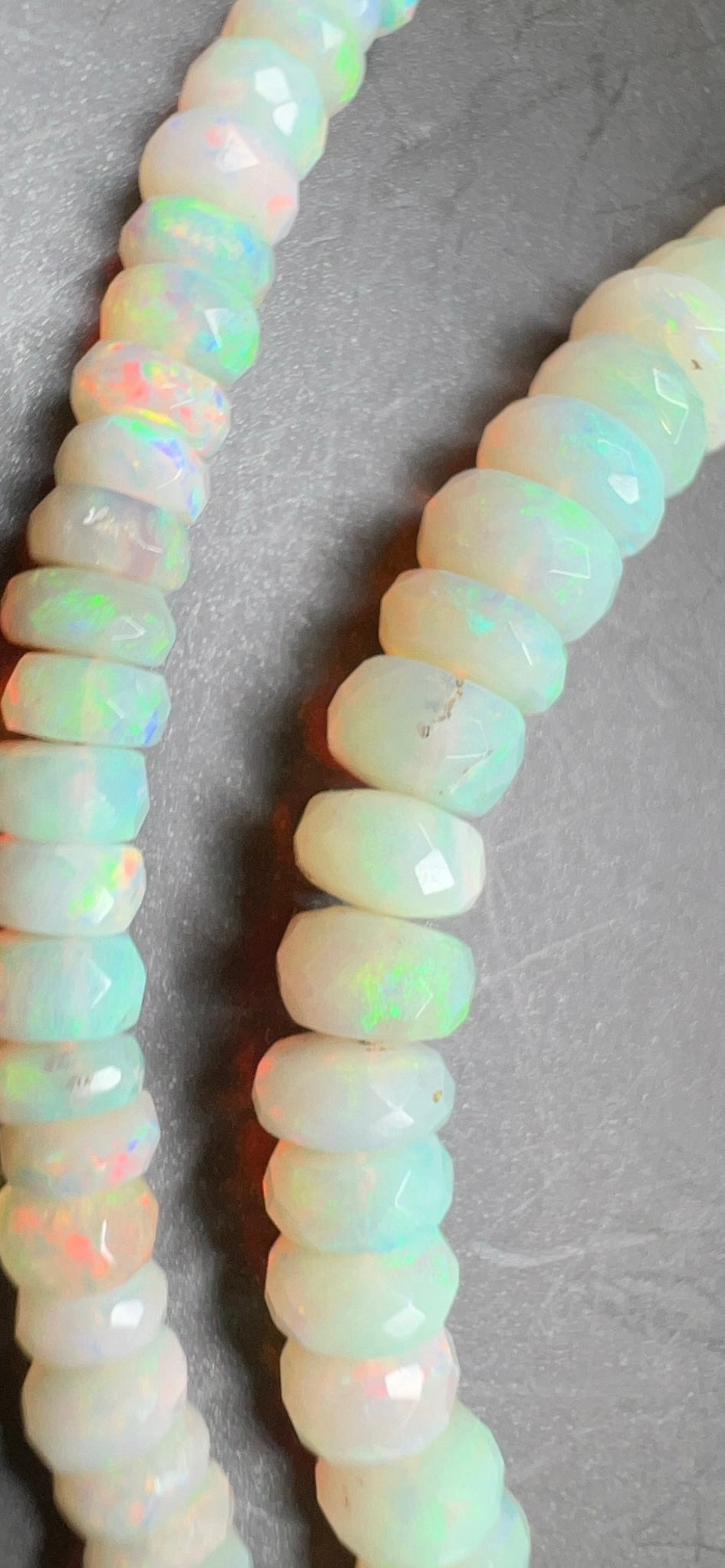 Australian White;Opal Faced Bead Necklace 0034