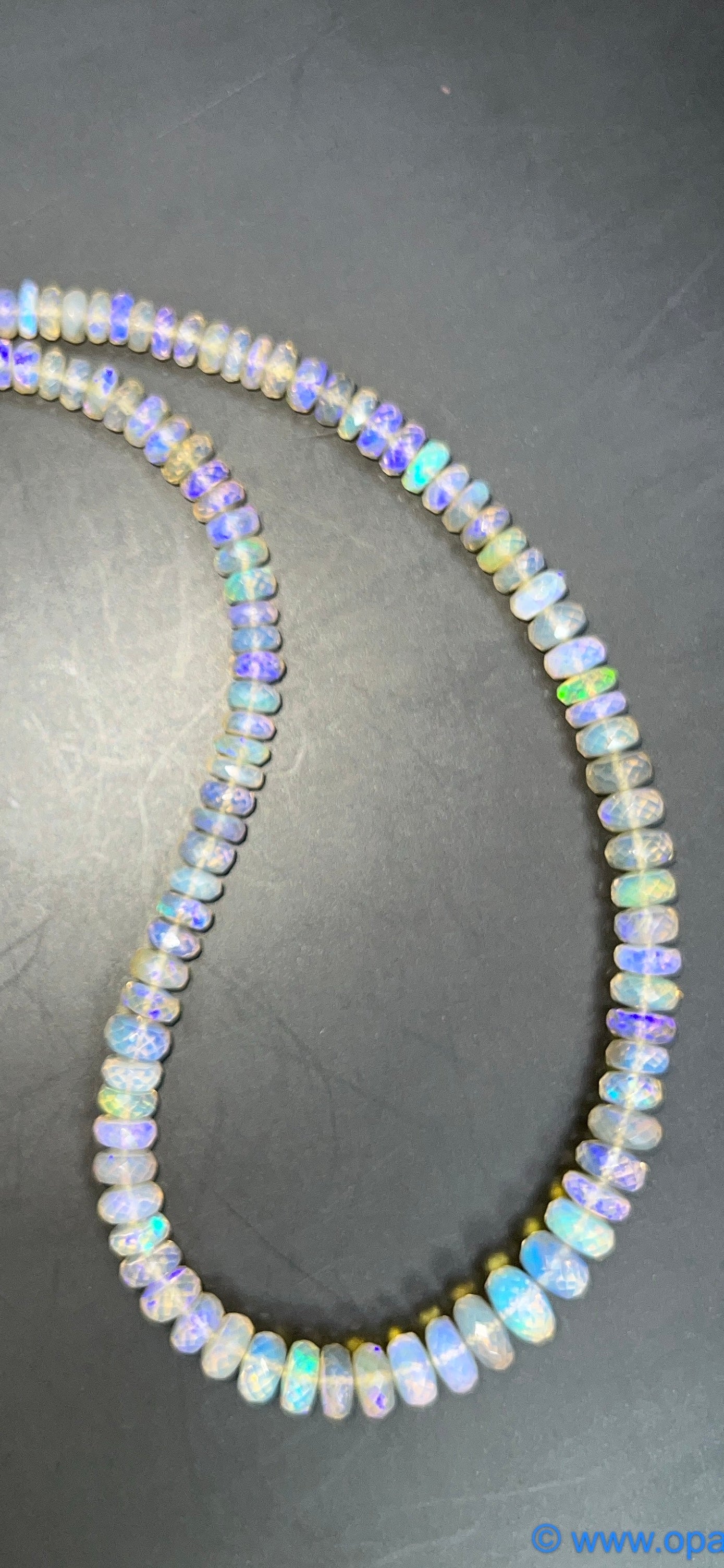 Australian Black Opal Crystal Faceted Bead Necklace 116 ct 0039