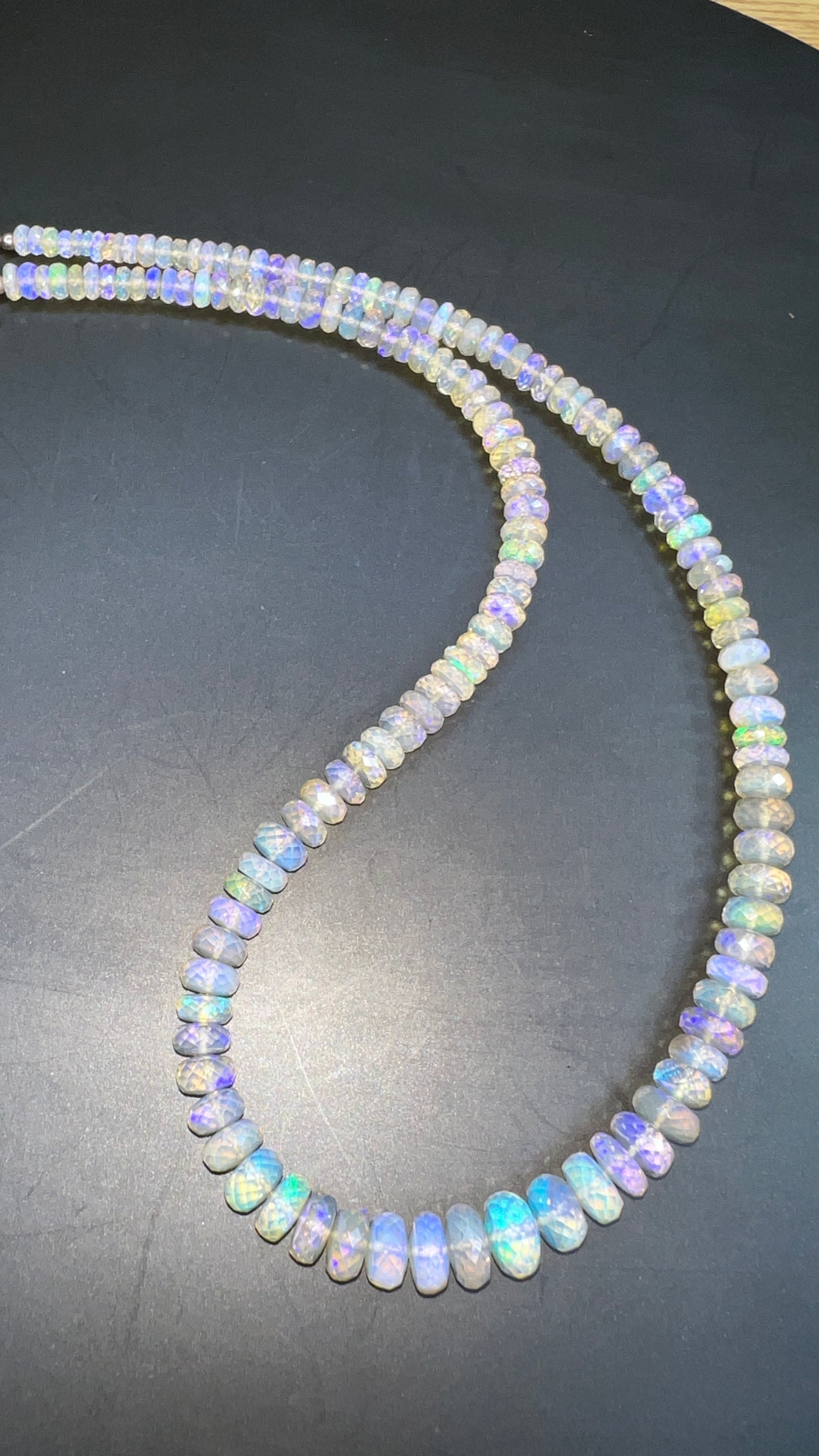 Australian Black Opal Crystal Faceted Bead Necklace 116 ct 0039