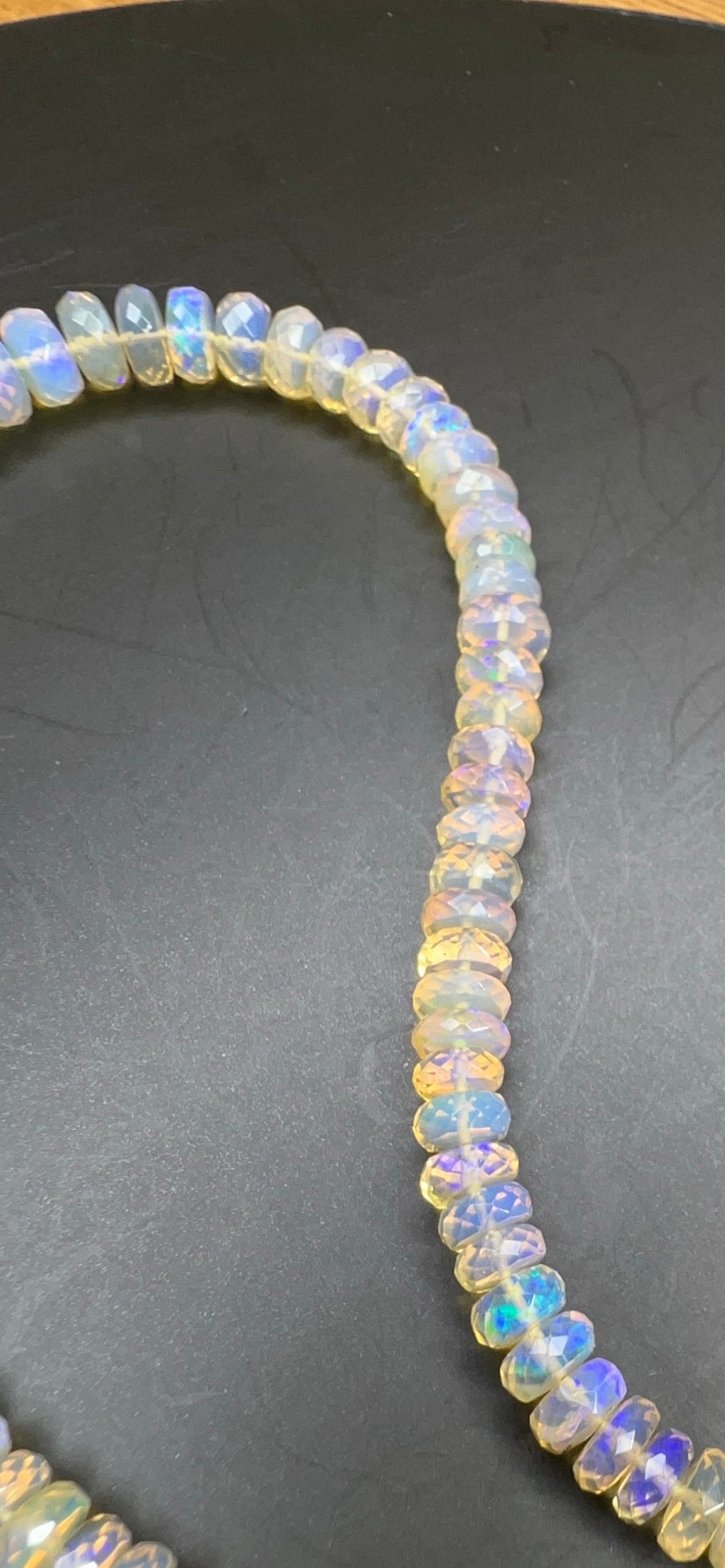 Australian Black Opal Crystal Faceted Bead Necklace 116 ct 0039