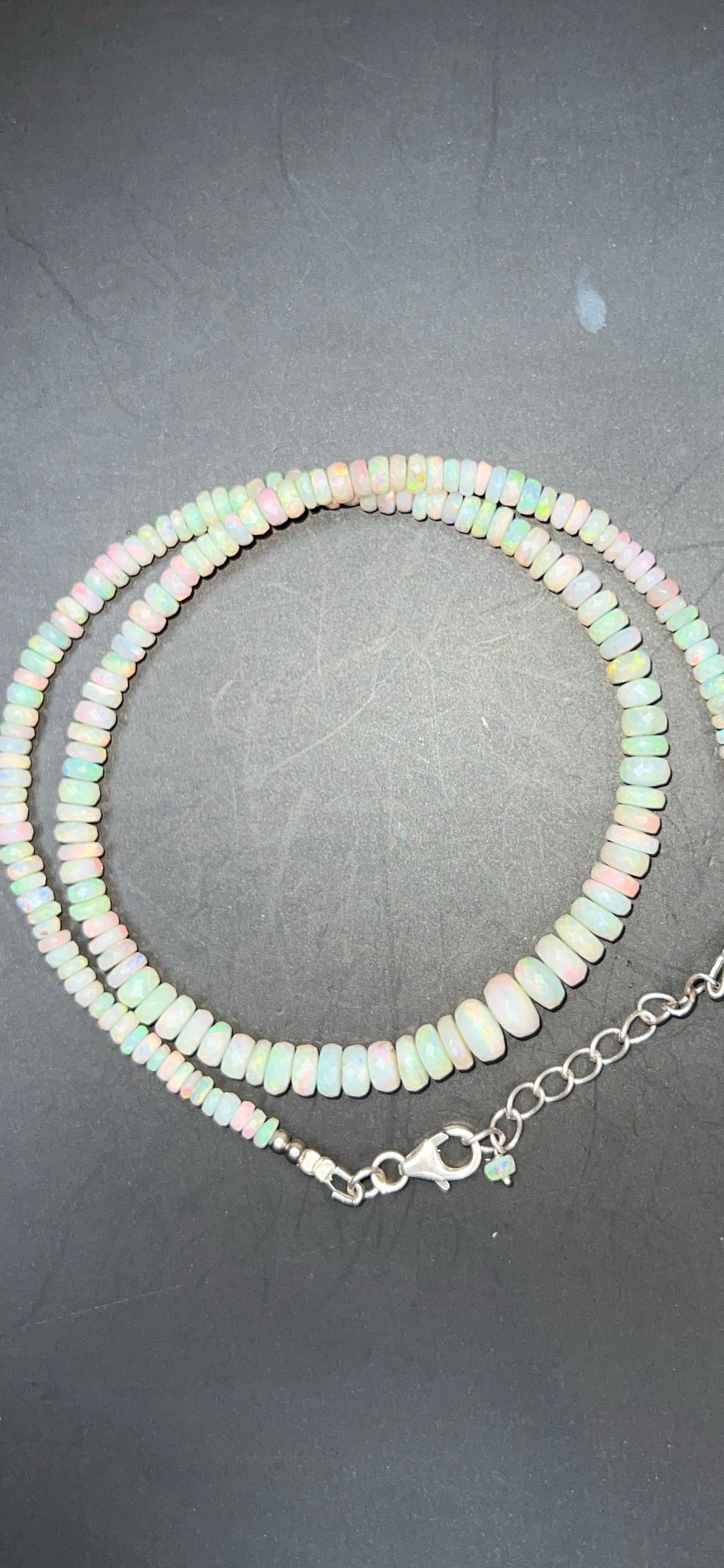 Australian White;Opal Faced Bead Necklace 0034