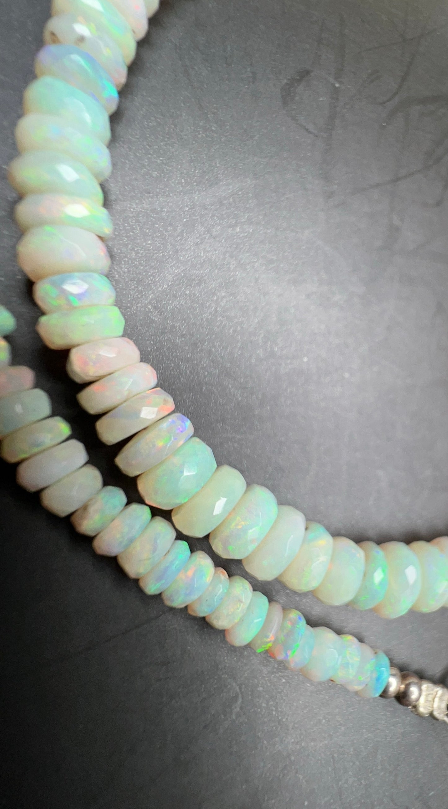 Australian White;Opal Faced Bead Necklace 0034