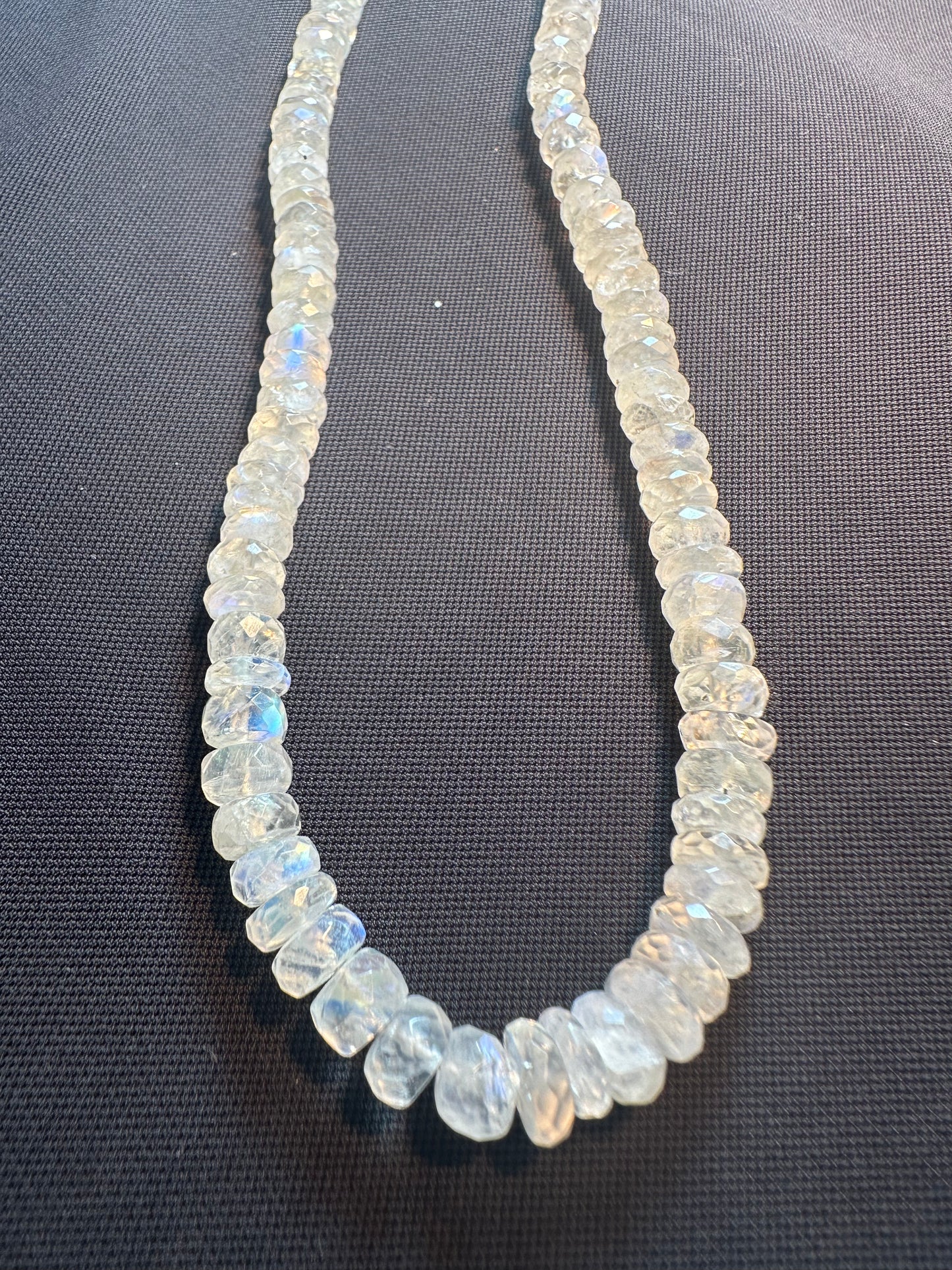 Moonstone Big Bead Necklace - 8mm Beads with Sterling Silver Clasp 180ct 004