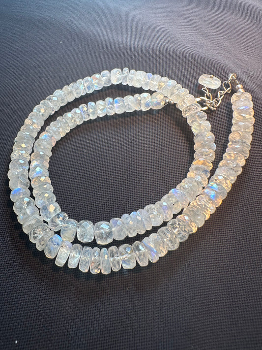 Moonstone Big Bead Necklace - 8mm Beads with Sterling Silver Clasp 180ct 004