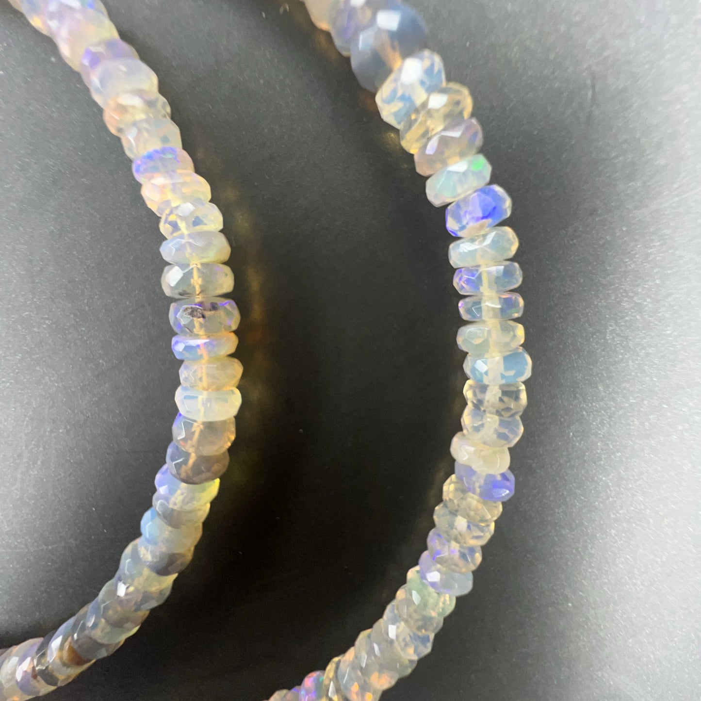 Australian Black Opal Crystal Faceted Bead Necklace- 20 inch 001