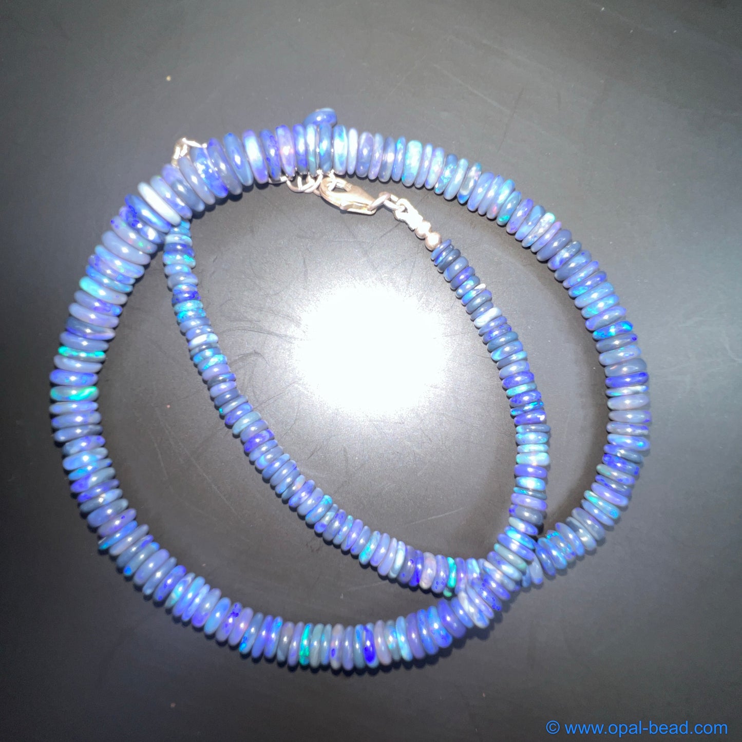 Purple Australian Rondelle Black Opal Necklace - 8mm, 0019