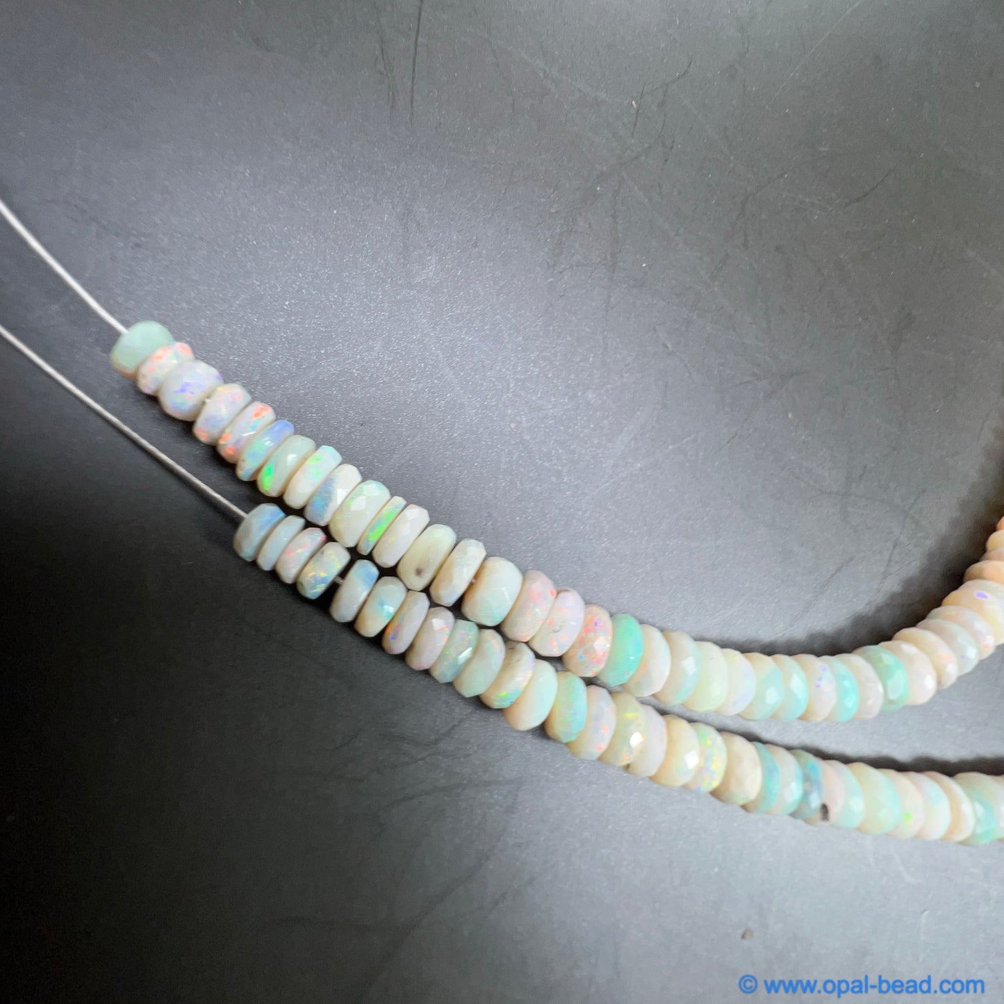 Australian White Opal Faceted  Bead Necklace  80 ct 0033