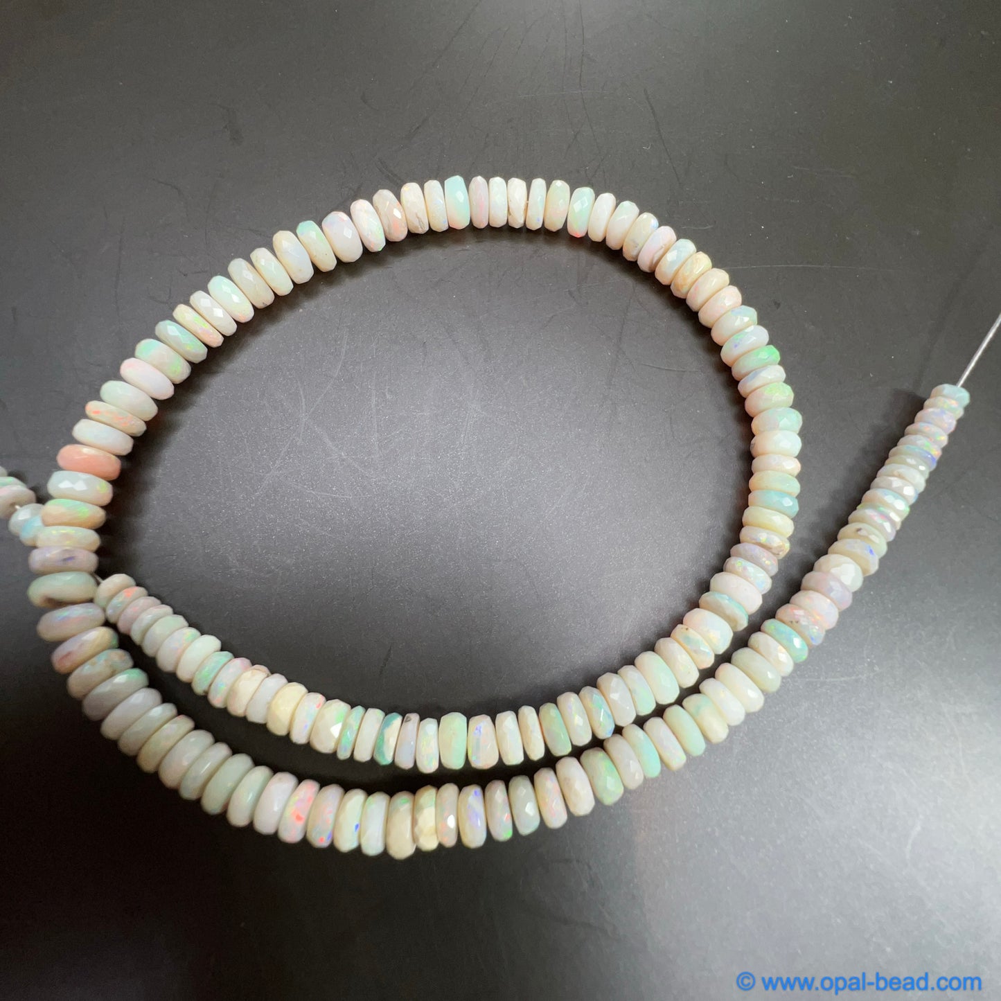 Australian White Opal Faceted  Bead Necklace  80 ct 0033