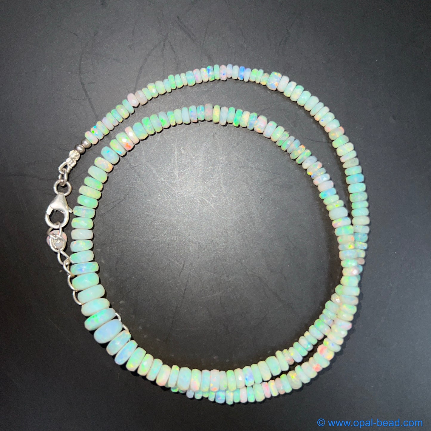 Australian White  Opal Faced  Bead Necklace 0.77 ct 0035