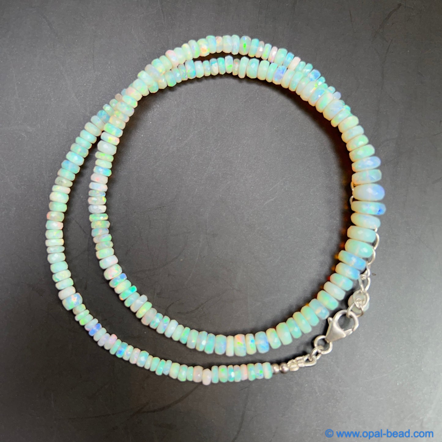 Australian White  Opal Faced  Bead Necklace 0.77 ct 0035