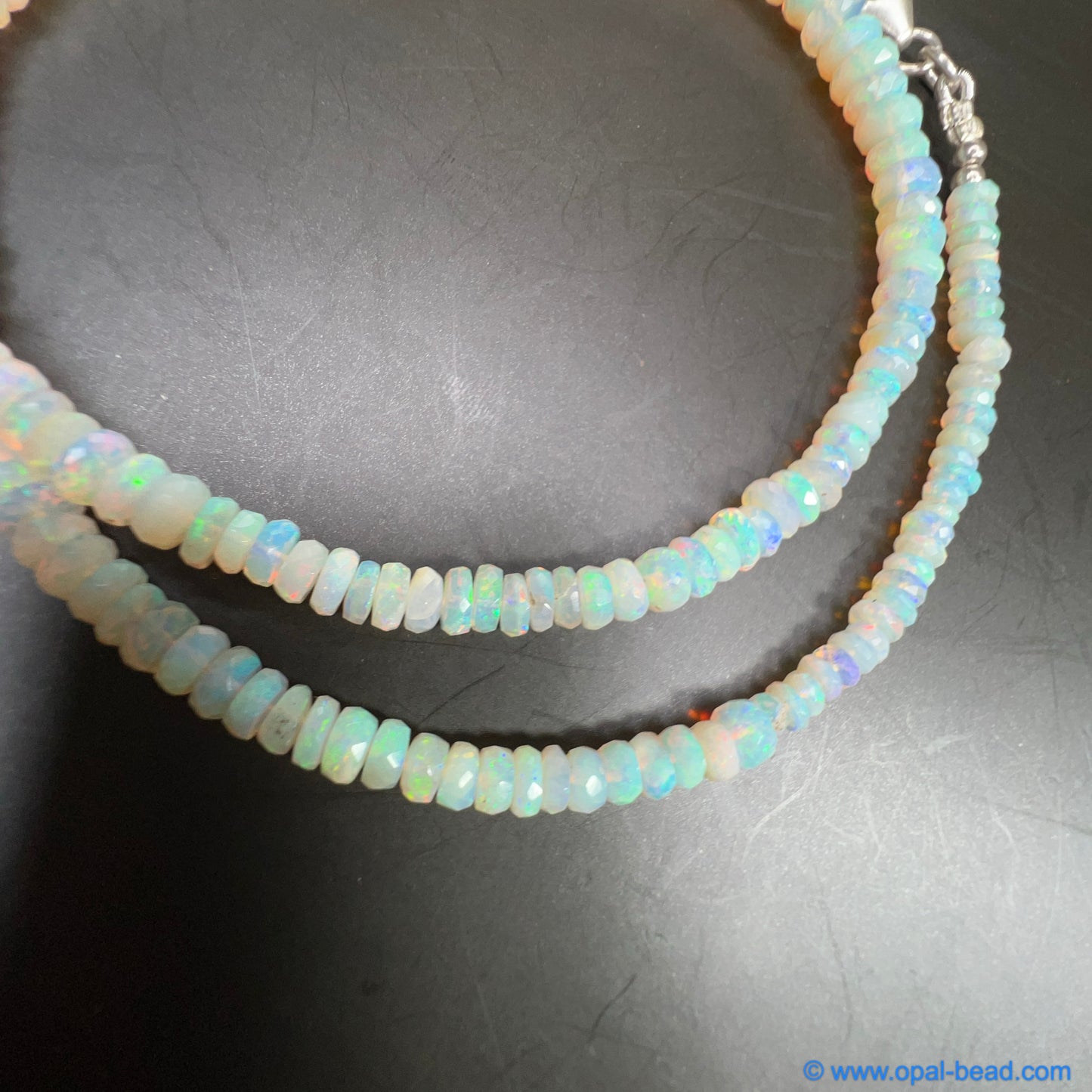 Australian White  Opal Faced  Bead Necklace 0.77 ct 0035