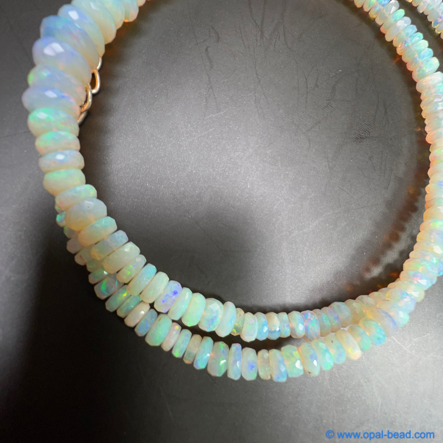 Australian White  Opal Faced  Bead Necklace 0.77 ct 0035