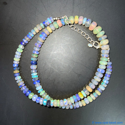 Australian Black Opal Crystal Faceted Bead Necklace 116 ct 0041