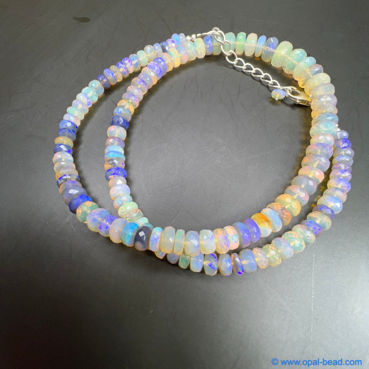 Australian Black Opal Crystal Faceted Bead Necklace 116 ct 0041