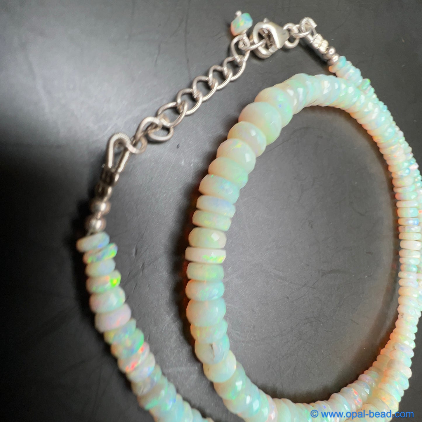 Australian White;Opal Faced Bead Necklace 0034